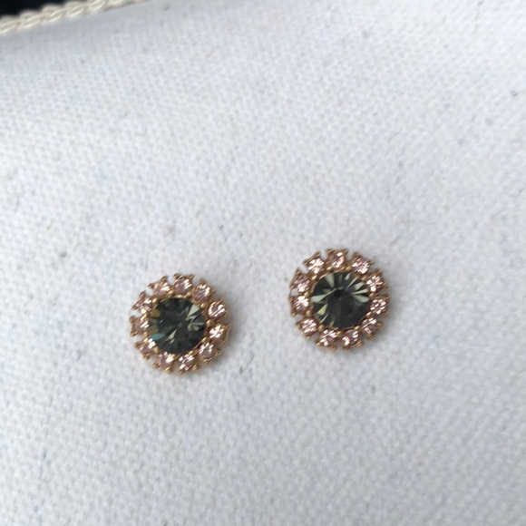 Crystal Glimmer Circle Stud Earrings - Picture 2 of 8